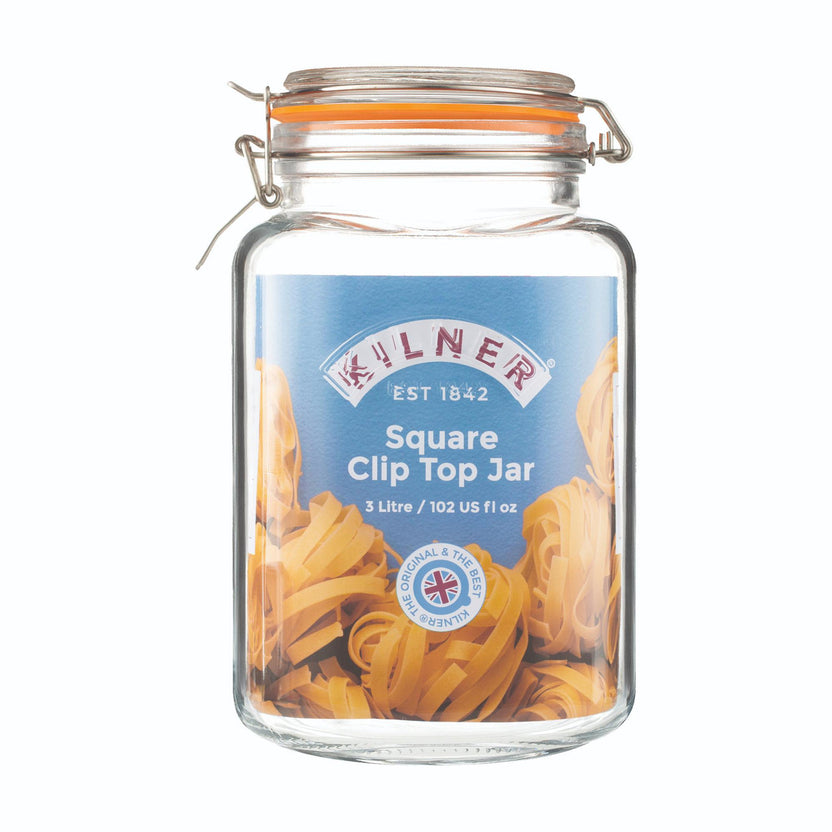 Kilner Square Clip Top Jar, 3 Litre