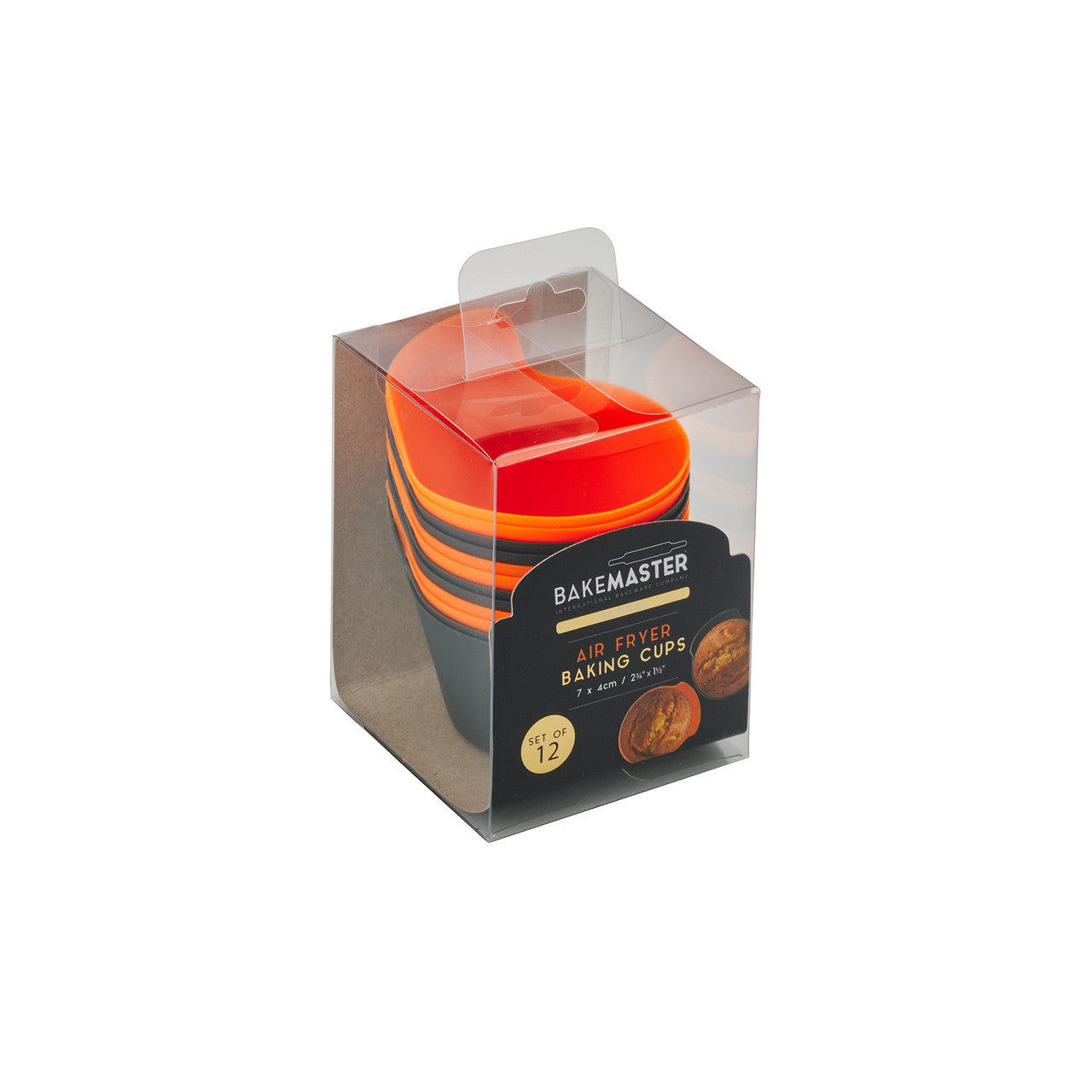 Bakemaster Silicone Baking Cups Set of 12 7 x 4cm Orange/Grey image 5