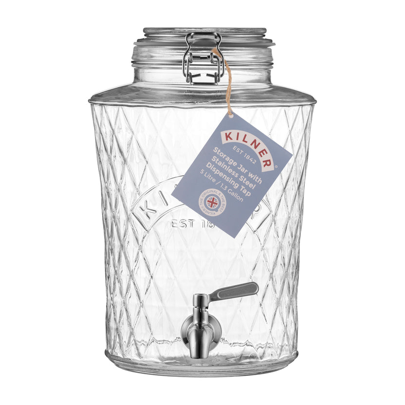 Kilner Clip Top Diamond Dispenser, 5 Litre