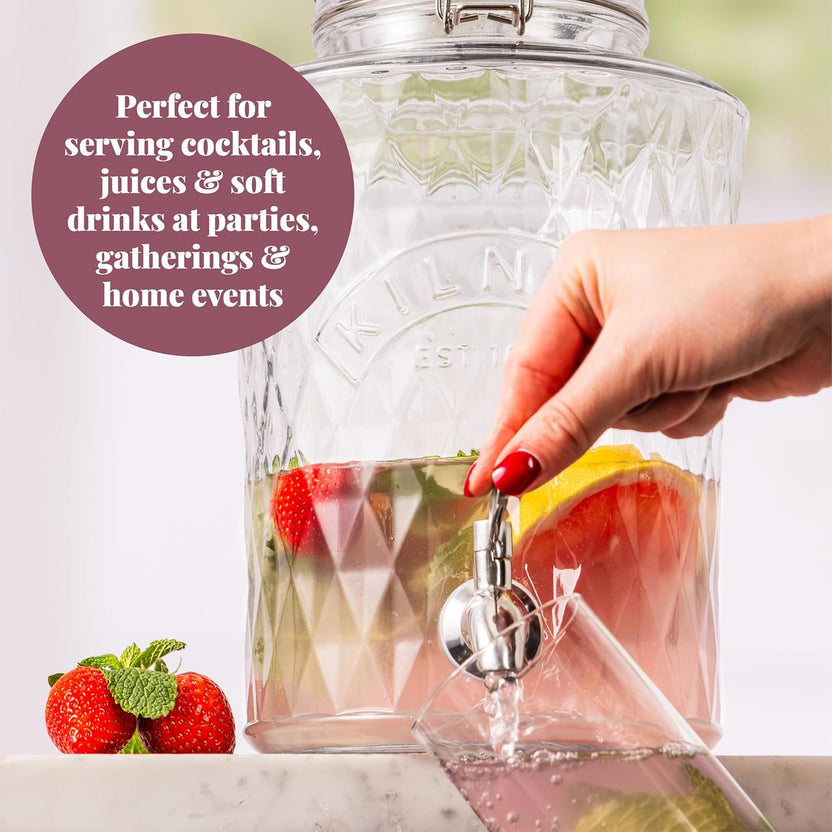 Kilner Clip Top Diamond Dispenser, 5 Litre