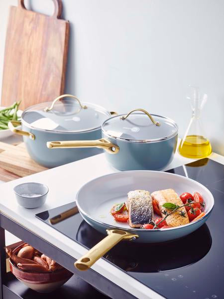 GreenPan Padova 6 (10) Piece PFAS Free Cookset Smokey Blue