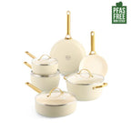 GreenPan Padova 6 (10) Piece PFAS Free Cookset Cream White