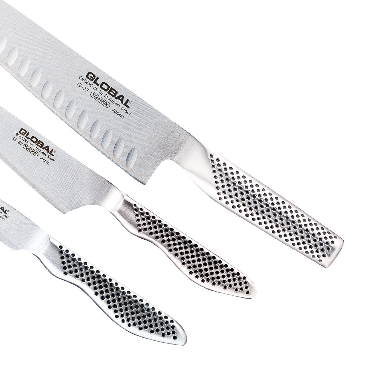 Global Classic 3 Piece Knife Set with Fluted Cooks Knife image 1