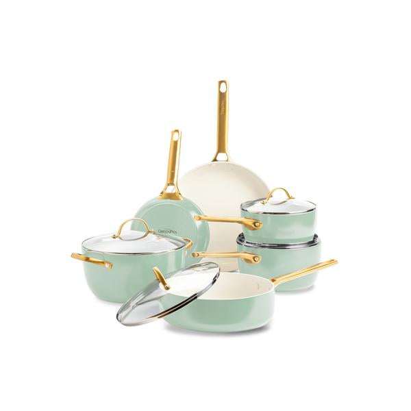 GreenPan Padova 6 (10) Piece PFAS Free Cookset Mint Green