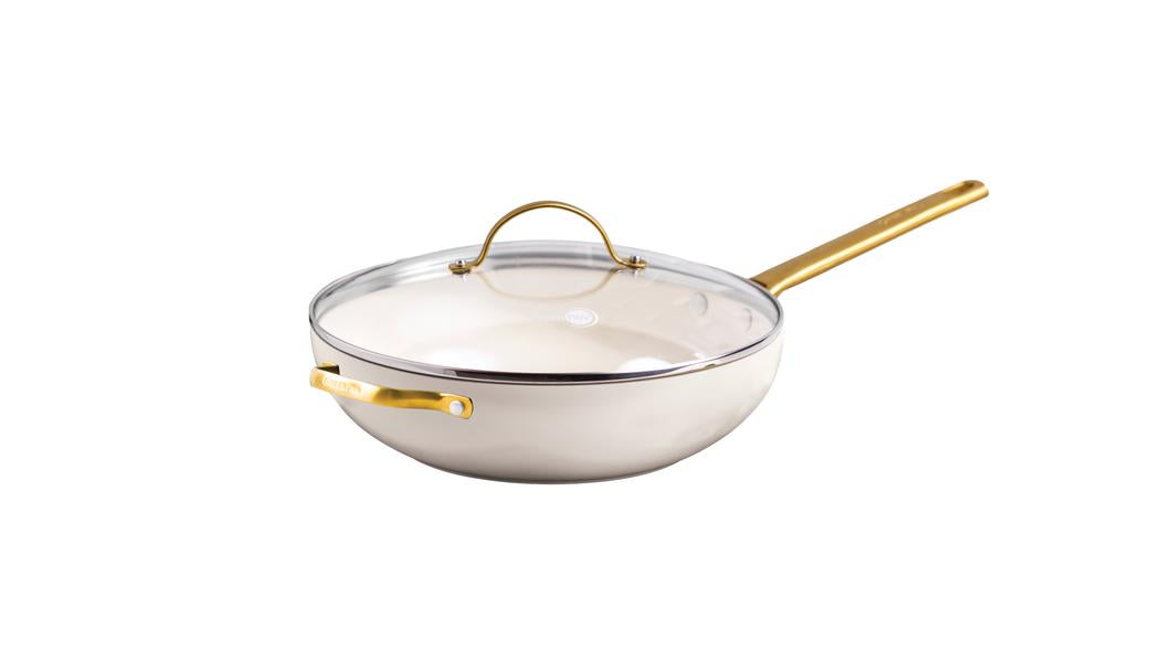 GreenPan Padova PFAS Free Covered Wok 32cm/5.42L Cream