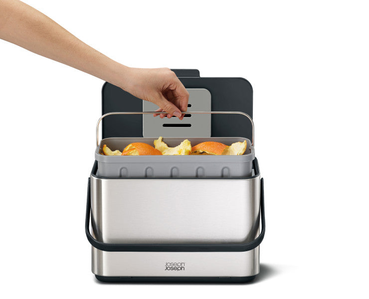 Joseph Joseph Collect 4L Stainless Steel Food Waste Caddy image 1
