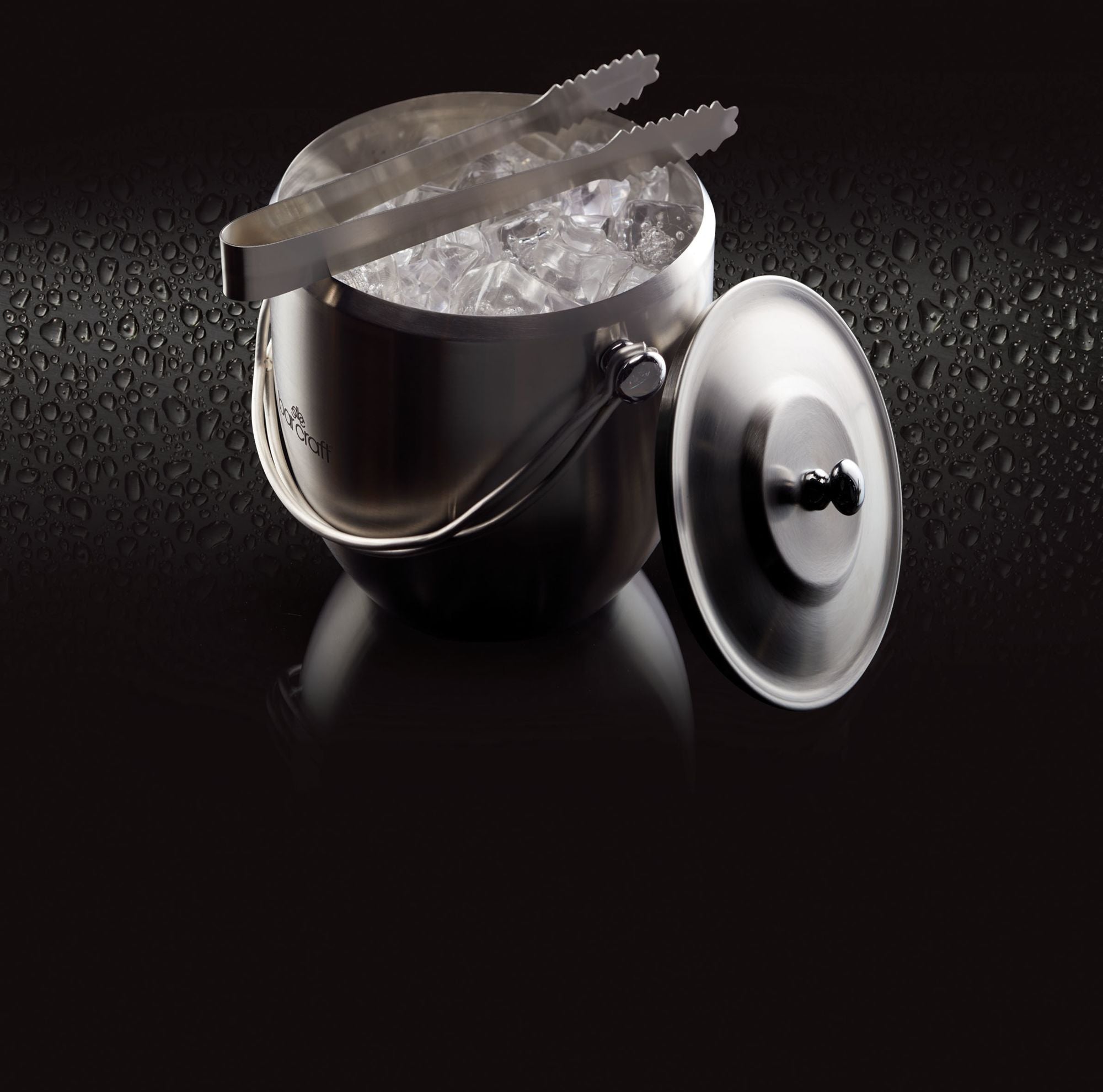 BarCraft Stainless Steel Ice Bucket with Lid and Tongs image 2
