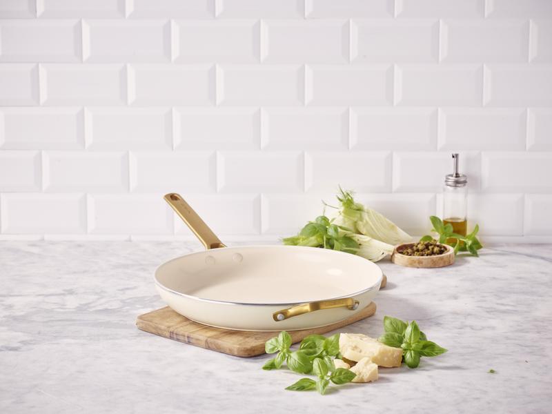 GreenPan Padova PFAS Free Frypan 32cm with Helper Handle Cream