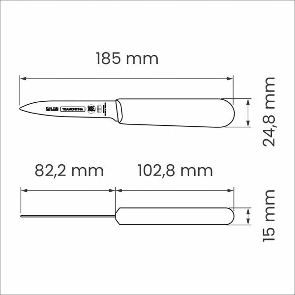 Tramontina Professional Master Black Paring Knife Straight 3", 8cm image 2