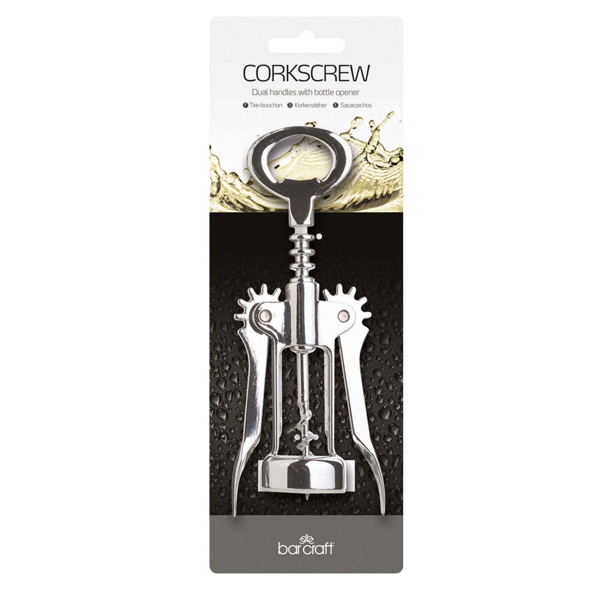 BarCraft Double Handled Chrome Wing Corkscrew image 1