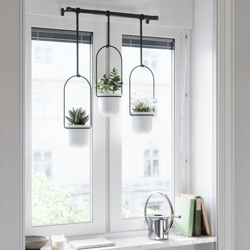 Umbra Triflora Hanging Planter - White-Black image 1