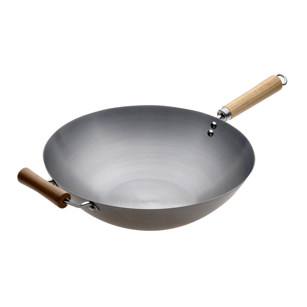 Pyrolux Wok with Wood Long and Helper Handle 36cm
