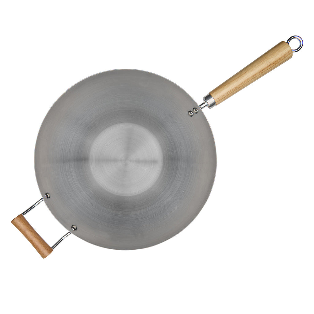 Pyrolux Wok with Wood Long and Helper Handle 36cm