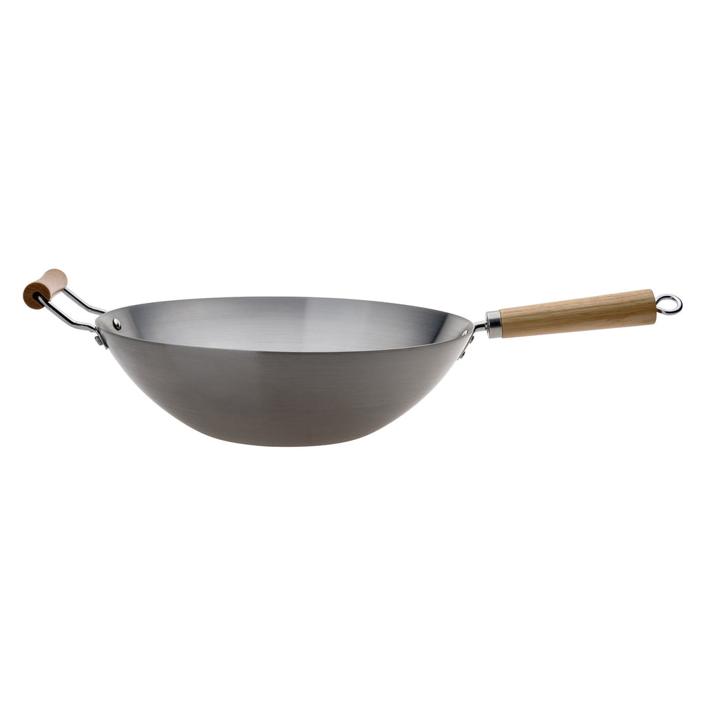 Pyrolux Wok with Wood Long and Helper Handle 36cm