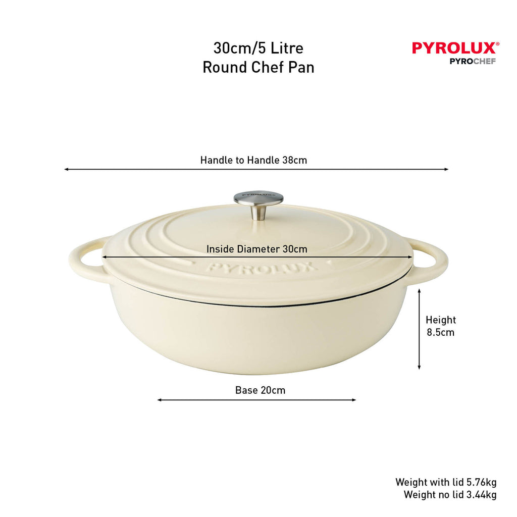 Pyrolux PYROCHEF Round Chef Pan Meringue 30cm/5l