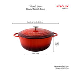 Pyrolux PYROCHEF Round French Oven Chilli Red 20cm/2L