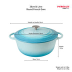 Pyrolux PYROCHEF Round French Oven Duck Egg Blue 28cm/6L