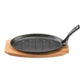 Pyrolux PYROCAST Oval Sizzle Plate with Maple Tray 27cm x 18cm