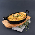 Pyrolux PYROCAST Oval Gratin with Maple Tray 21.7cm x 15cm