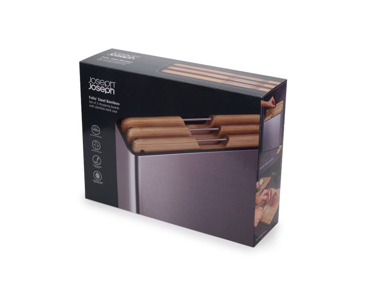 Joseph Joseph Folio Steel Bamboo 3 Piece Board Set image 1