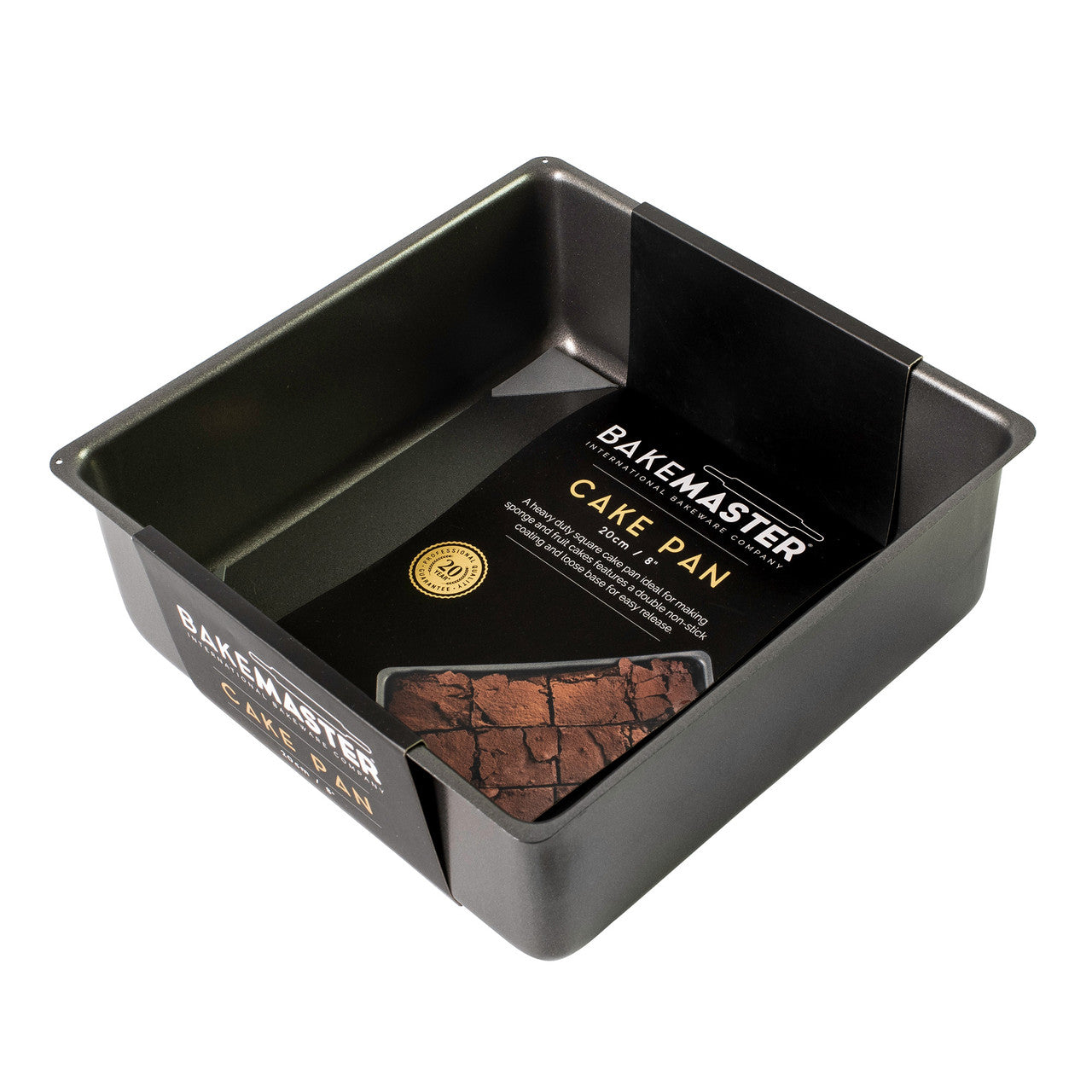 Bakemaster Loose Base Sq Deep Cake Pan 20 x 20 x 7cm - Non-stick image 1