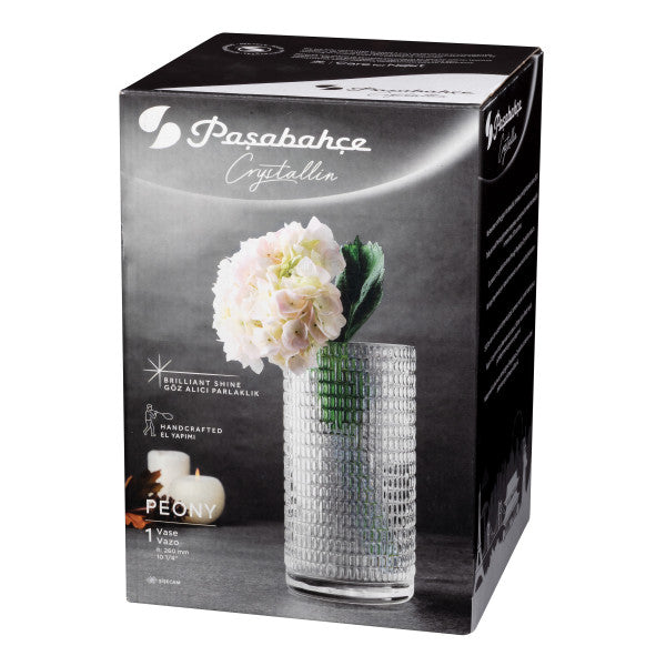 Pasabahce Peony Glass Handmade Vase Drop 26cm