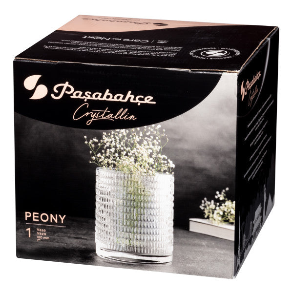 Pasabahce Peony Glass Handmade Vase 18cm