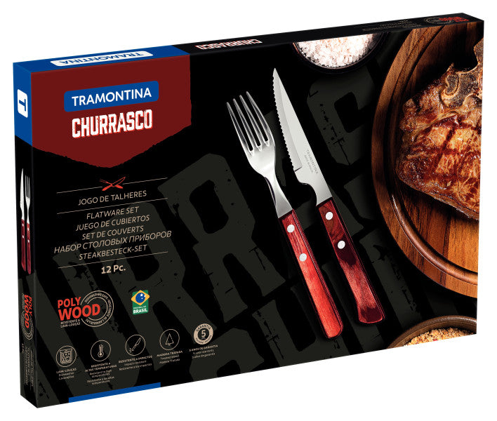 Tramontina Churrasco Spanish Steak Cutlery 12 Piece Set - Red image 3