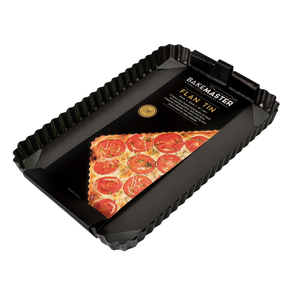 Bakemaster Loose Base Fluted Rectangular Flan/Quiche Pan, 31 X 21 X 3.5Cm - Non-Stick image 1