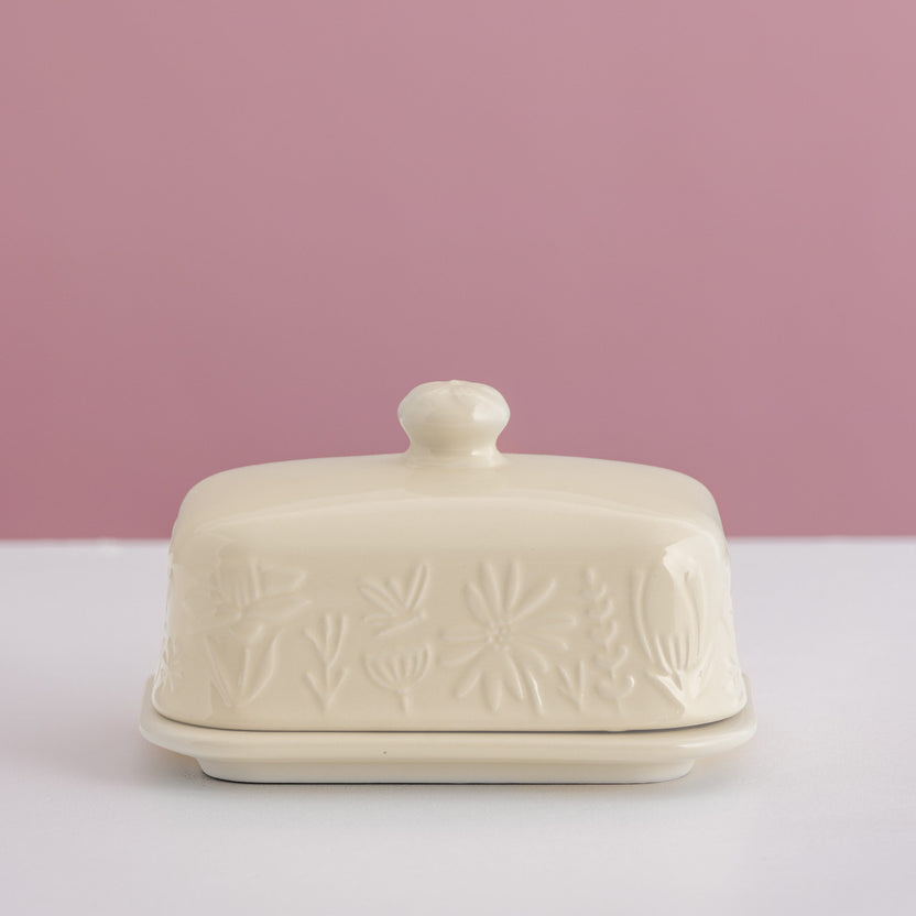 Mason Cash In The Meadow Cream Butter Dish, 9 x 15.6 x 10.6cm