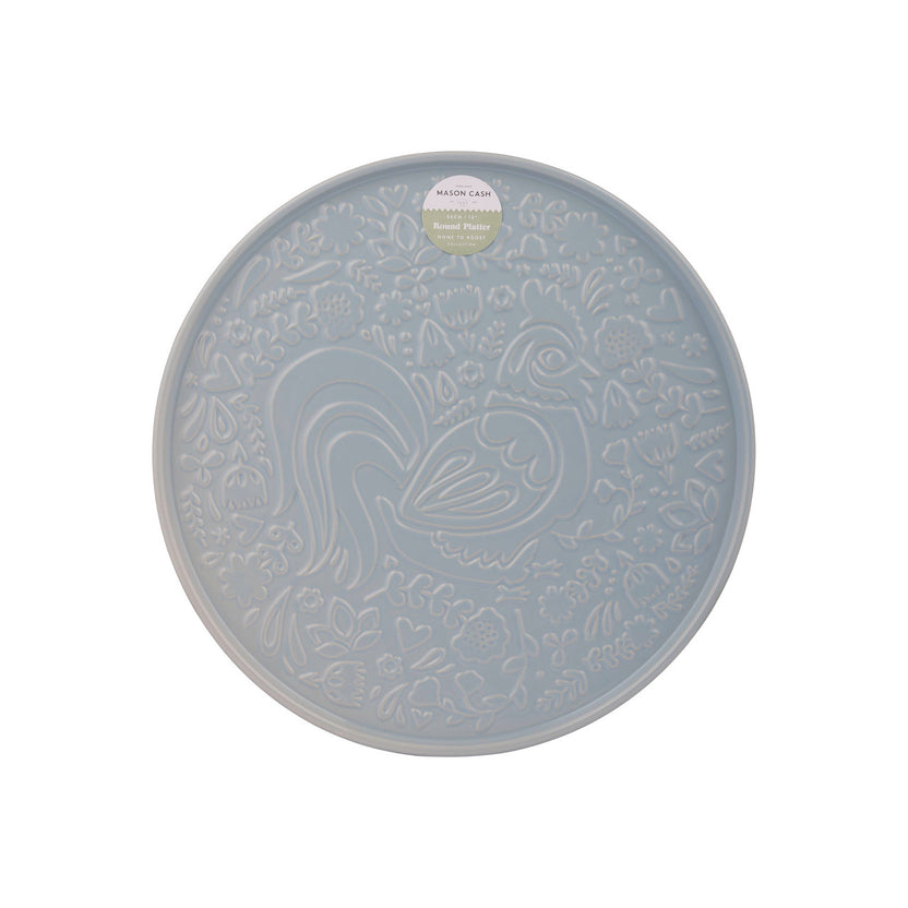 Mason Cash Home To Roost Blue Round Platter, 30 x 2cm