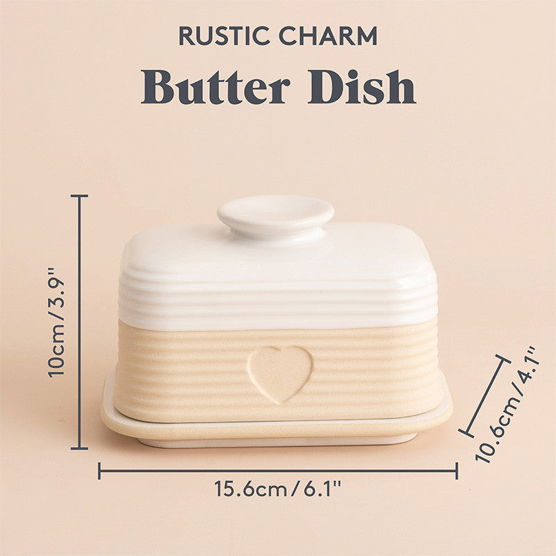 Mason Cash Rustic Charm Butter Dish, 10 x 15.6 x 10.6cm