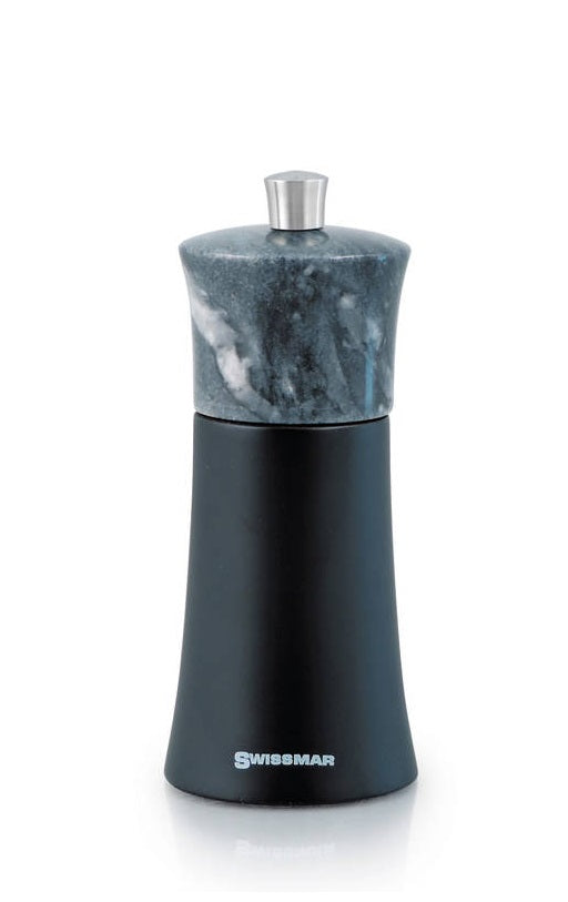 SWISSMAR TORRE SALT GRINDER WITH GRANITE TOP 15CM BLACK MATTE image 0