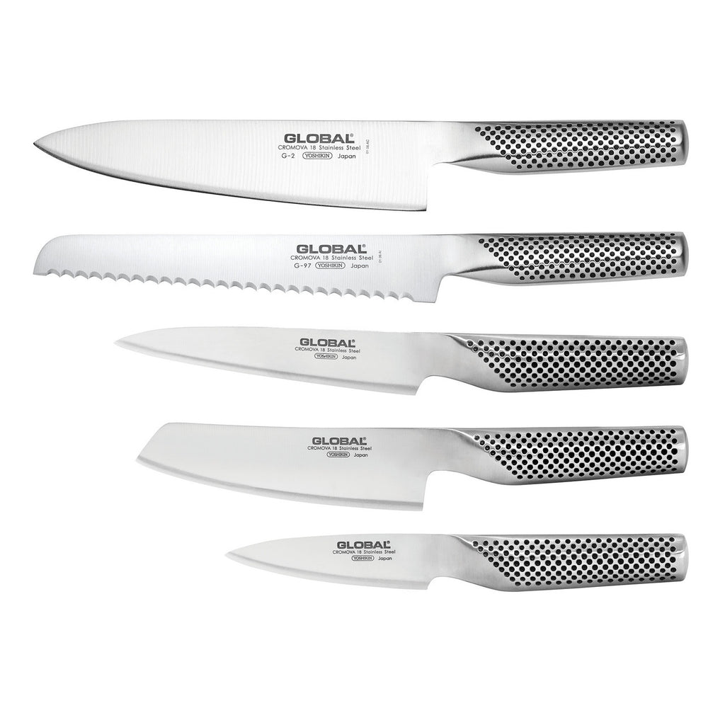 Global UKU 6 Piece Knife Block Set - Walnut image 1