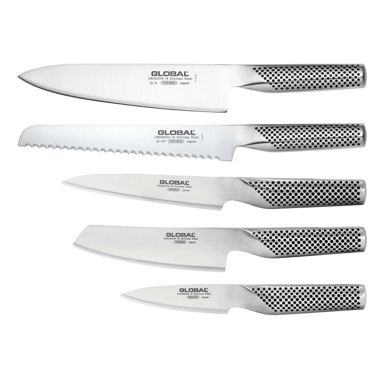 Global UKU 6 Piece Knife Block Set - Walnut image 1