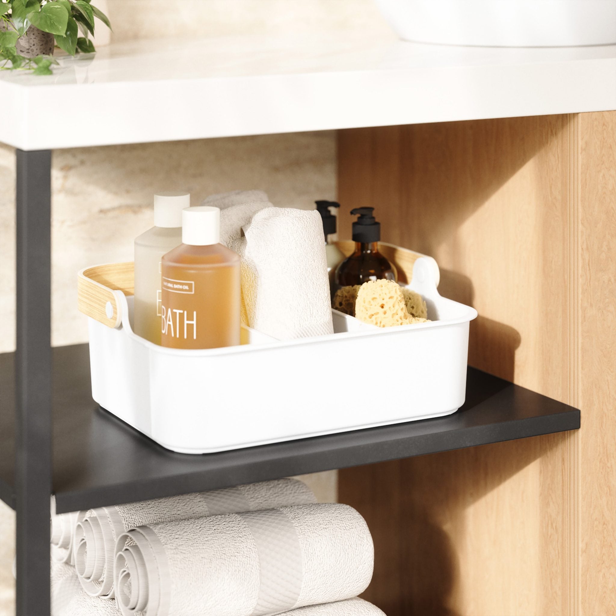 Umbra Bellwood Storage Bin - Large - White/Natural image 1