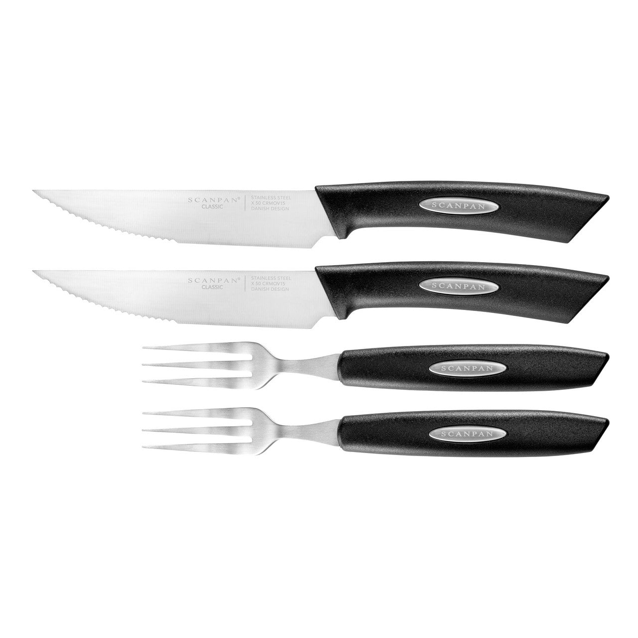 Scanpan Classic Texas Steak Knife & Fork 4 Piece Set image 0
