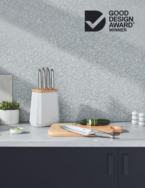 Furi Stone Knife Block Snow Terrazzo Set 5 Piece