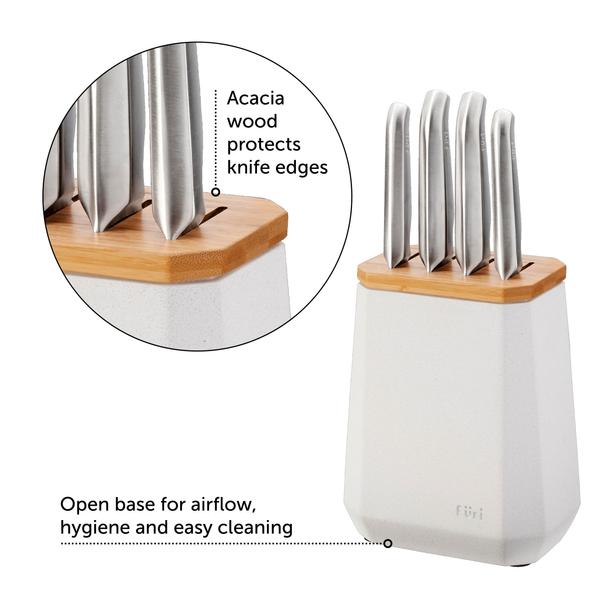Furi Stone Knife Block Snow Terrazzo Set 5 Piece