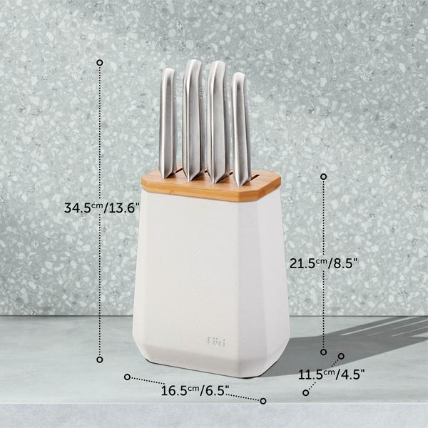 Furi Stone Knife Block Snow Terrazzo Set 5 Piece