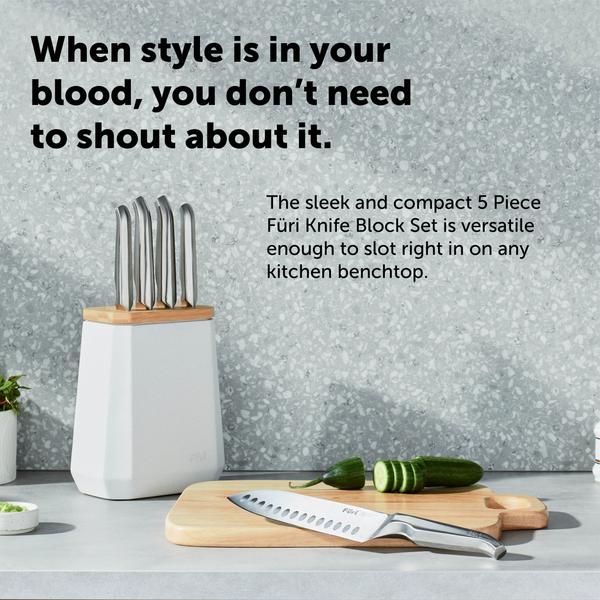 Furi Stone Knife Block Snow Terrazzo Set 5 Piece