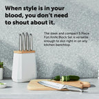 Furi Stone Knife Block Snow Terrazzo Set 5 Piece