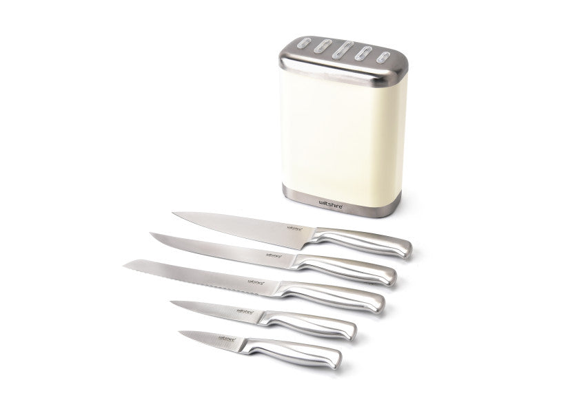 Wiltshire Knife Block 6-Piece Set - Ecru