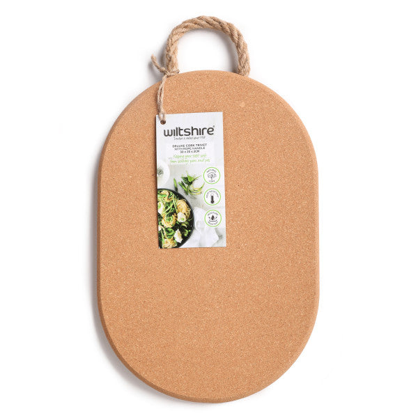 Wiltshire Deluxe Cork Trivet with Rope Handle Oval 30 x 20 x 2cm