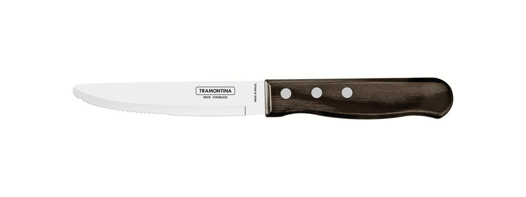 Tramontina Churrasco Steak Knife Serrated Wide Blade Polywood Brown 5", 13cm image 0