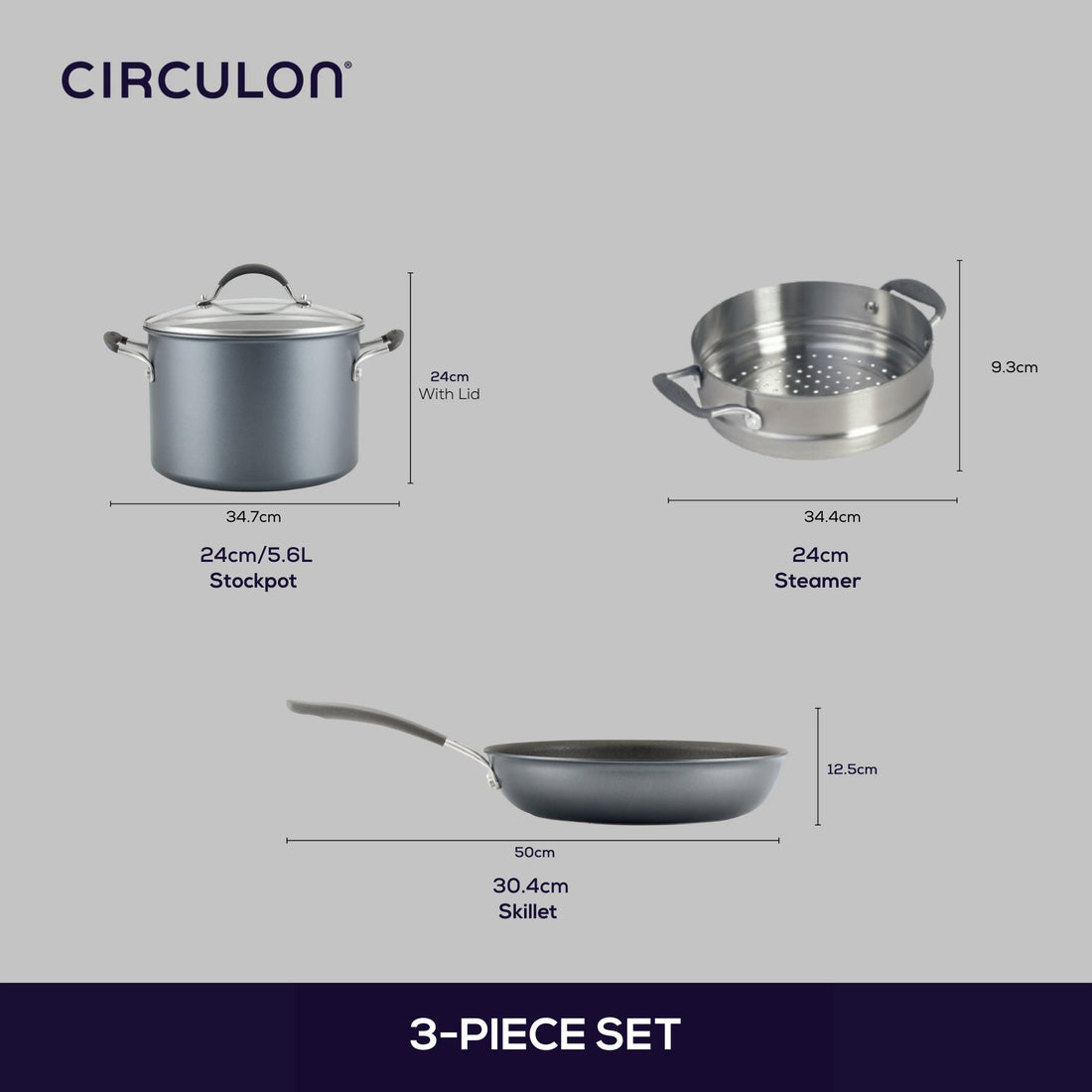 Circulon ScratchDefense A1 Nonstick Induction 3 Piece Cookware Set image 5