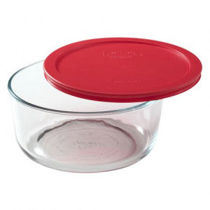 Pyrex Simply Store 7 Cup Round Container with Red Lid image 0