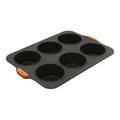 Bakemaster Silicone 6 Cup Large Muffin Pan 35.5 x 24.5cm (9 x 4.5cm) - Grey image 0
