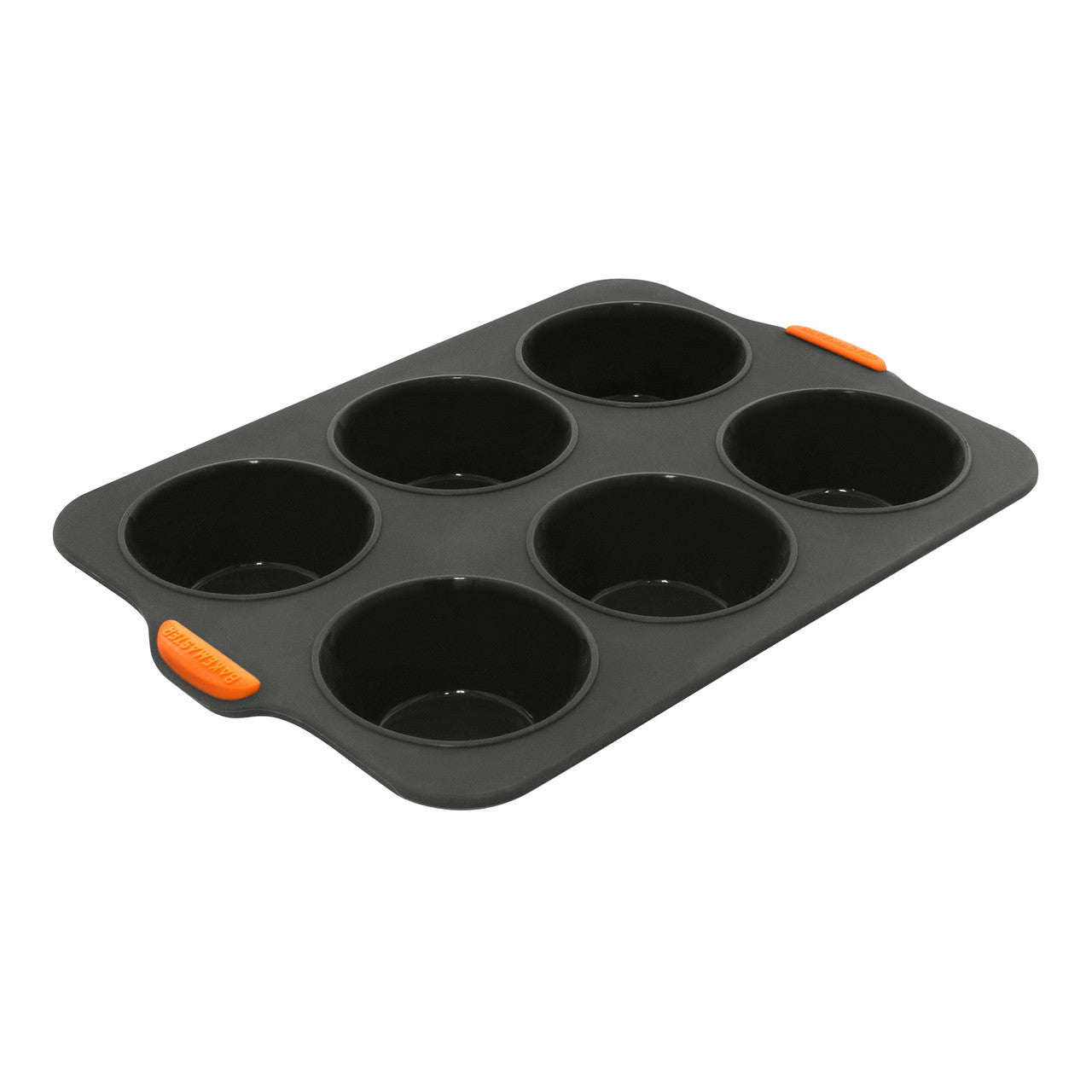 Bakemaster Silicone 6 Cup Large Muffin Pan 35.5 x 24.5cm (9 x 4.5cm) - Grey image 0