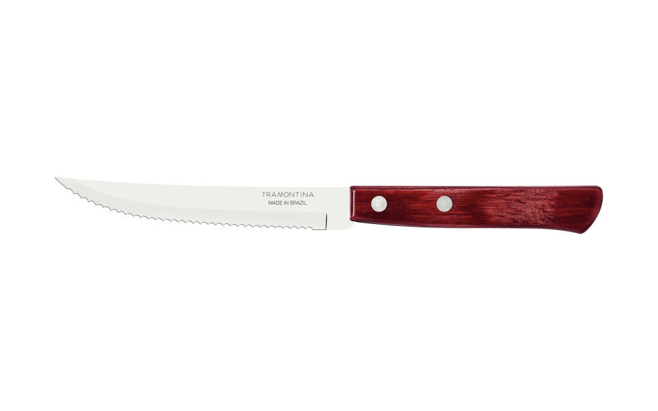 Tramontina Churrasco Steak Knife Serrated Narrow Blade Polywood Red 5", 11cm image 0